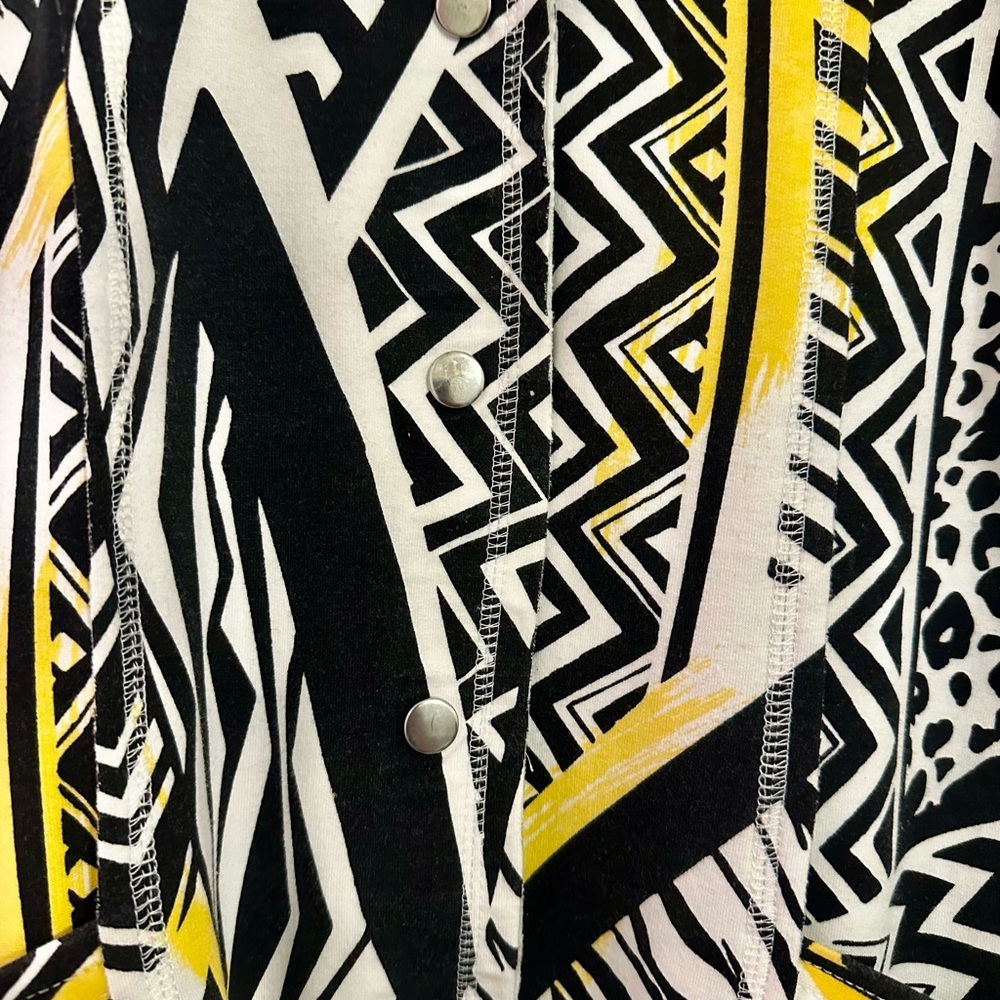 Onque Casuals Black and Yellow Abstract Jacket - Picture 2 of 4